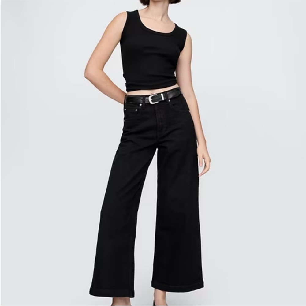 NWT!GAP Black Curvy High Rise Stride Wide-Leg Ankle Jeans   🩷 #780814